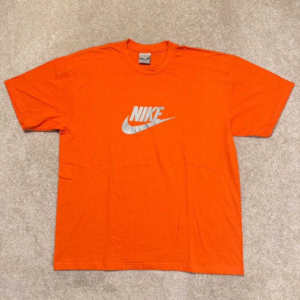 VTG Nike T-Shirt Men's Size XL Orange Gray Tag Swoosh Logo Deadstock NWOT 90's